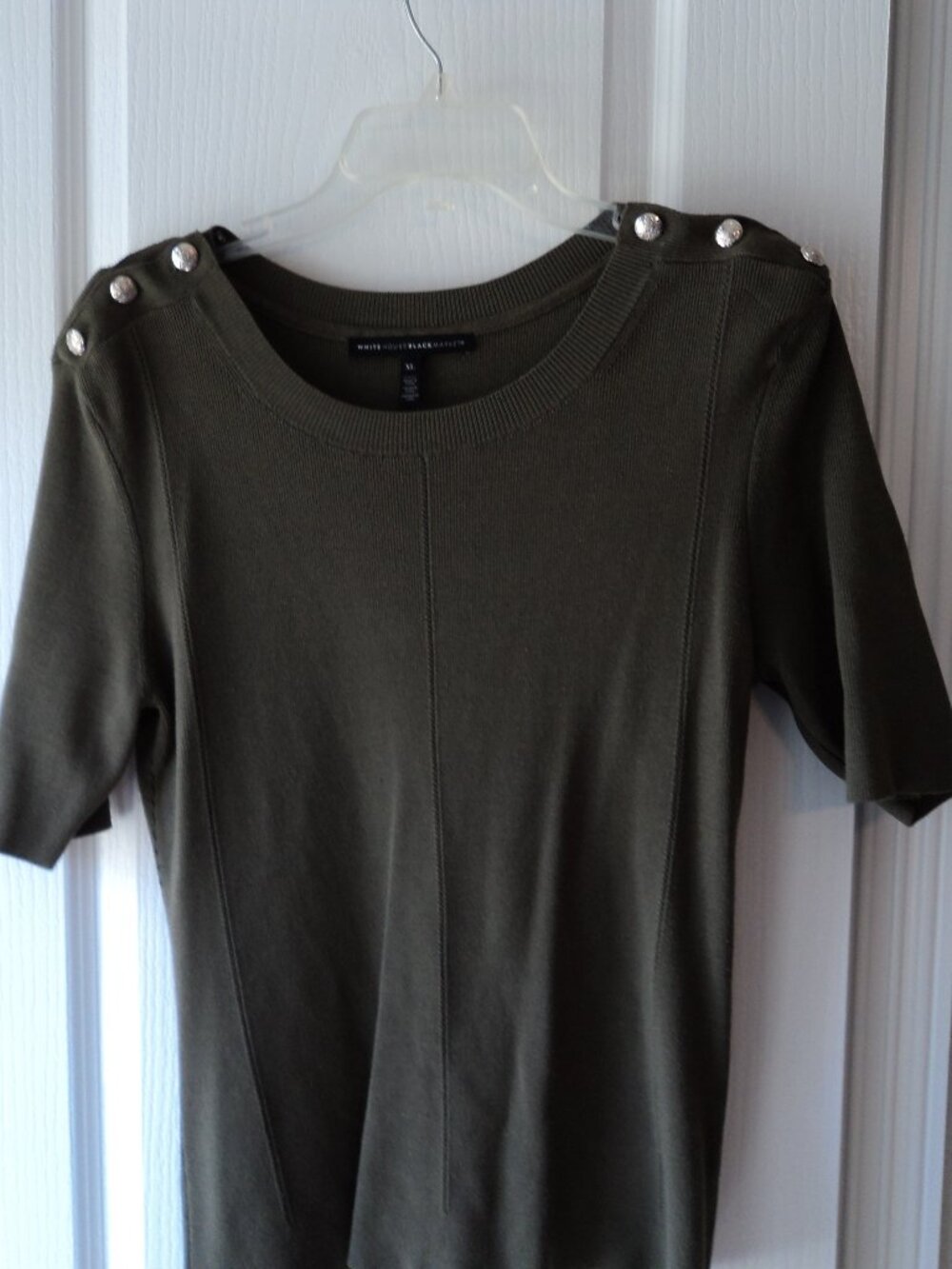Women's Olive Green Crew Neck SS Sweater